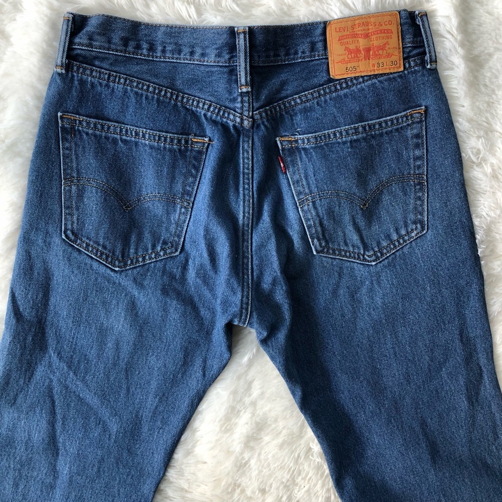 LEVIS • 505 Straight Fit Jeans W33 L30 Dark Stonewash - Picture 14 of 15